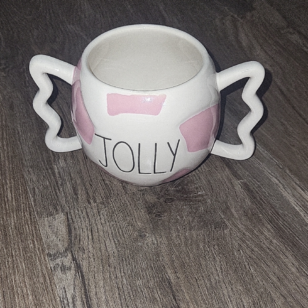 Jolly Pink and White RAE DUNN Ceramic Mug